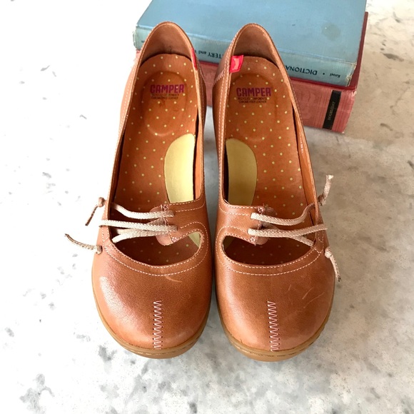 ❌SOLDCamper | Honey Brown Leather Heels - Picture 3 of 9